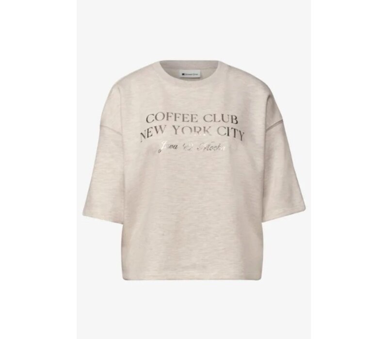 Street One Short Boxy Crewneck Clay Sand Melange