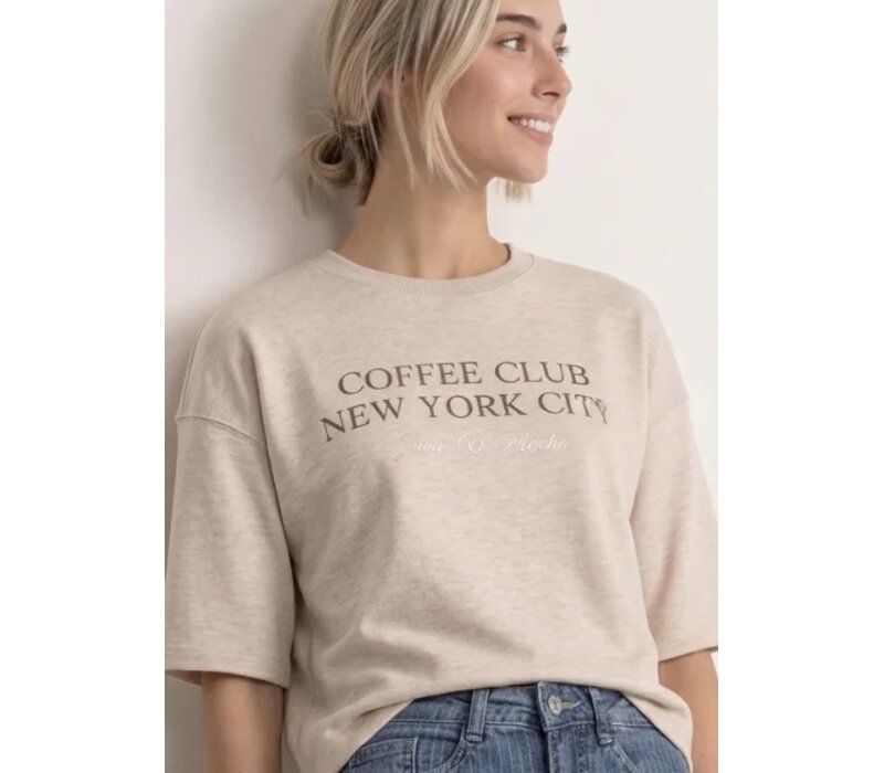 Street One Short Boxy Crewneck Clay Sand Melange