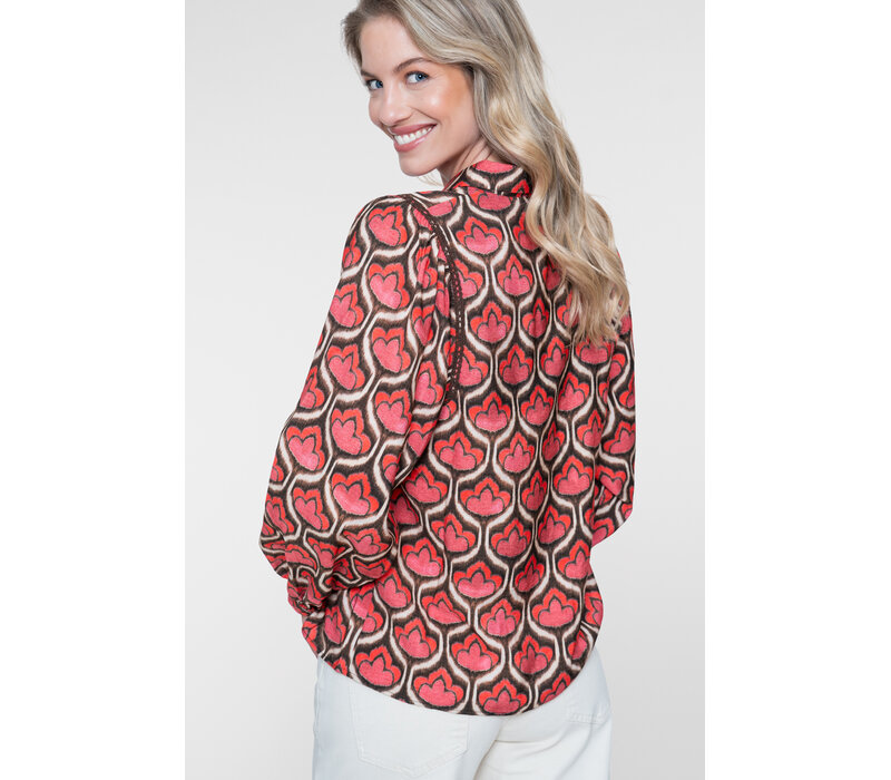 Geisha Blouse Red Brown
