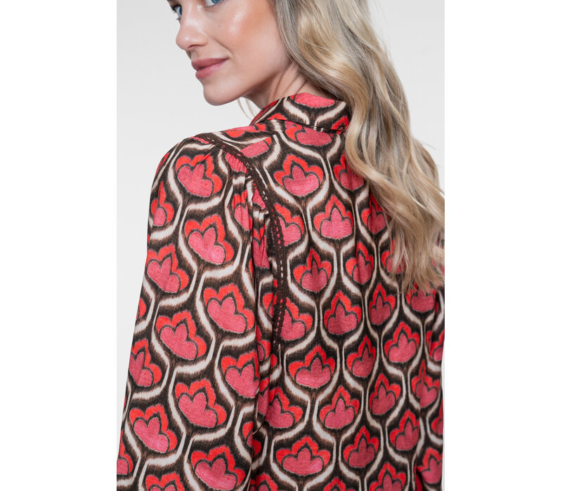 Geisha Blouse Red Brown