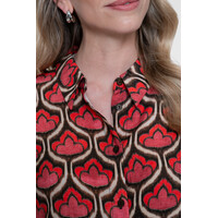Geisha Blouse Red Brown