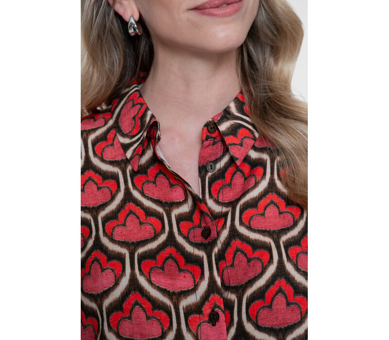 Geisha Blouse Red Brown