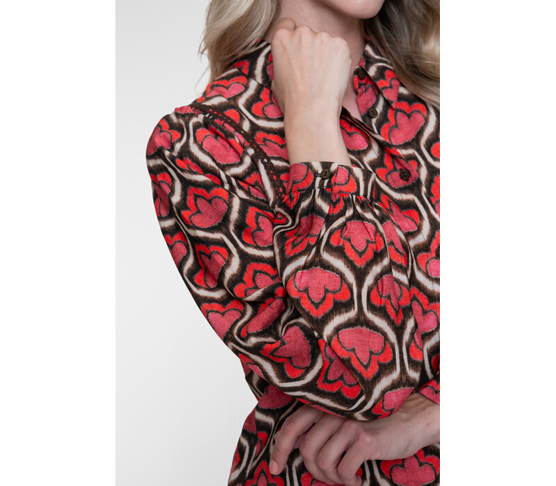 Geisha Blouse Red Brown