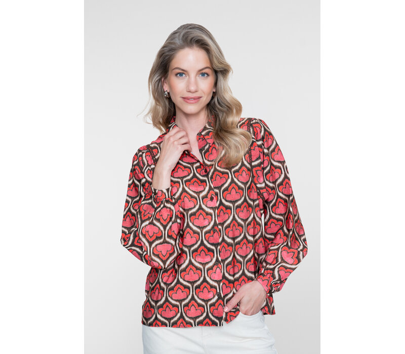 Geisha Blouse Red Brown