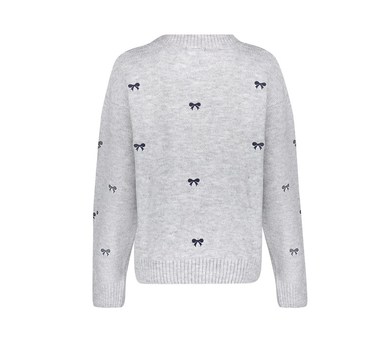 Geisha Pullover Embro Bowtie Grey Navy