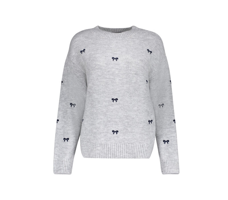Geisha Pullover Embro Bowtie Grey Navy