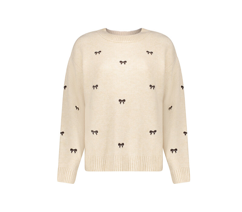 Geisha Pullover Embro Bowtie Sand Dark Brown