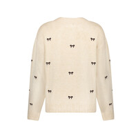 Geisha Pullover Embro Bowtie Sand Dark Brown