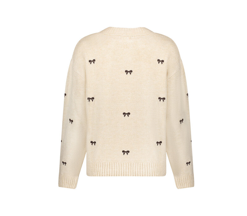 Geisha Pullover Embro Bowtie Sand Dark Brown