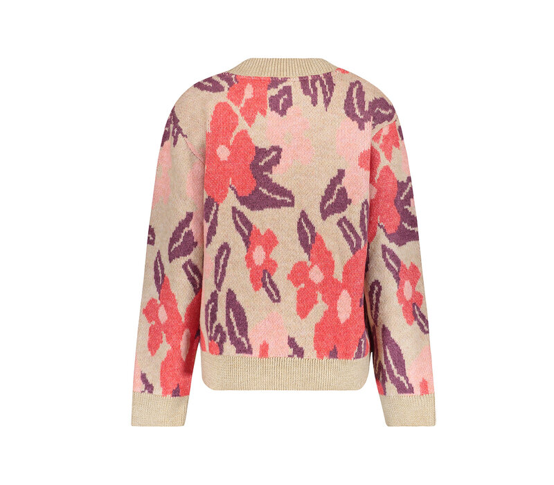 Geisha Pullover Flowers Sand Red Port
