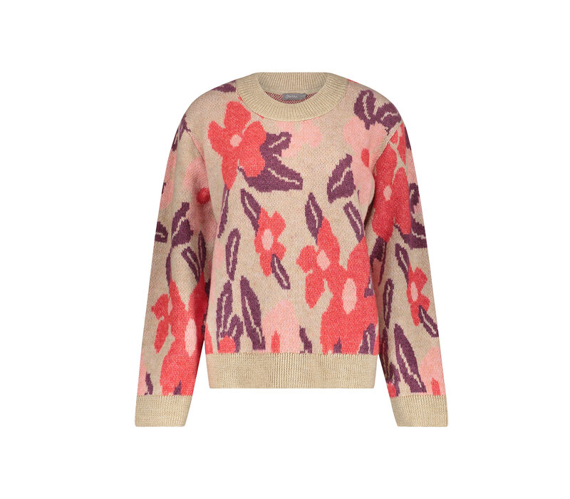 Geisha Pullover Flowers Sand Red Port
