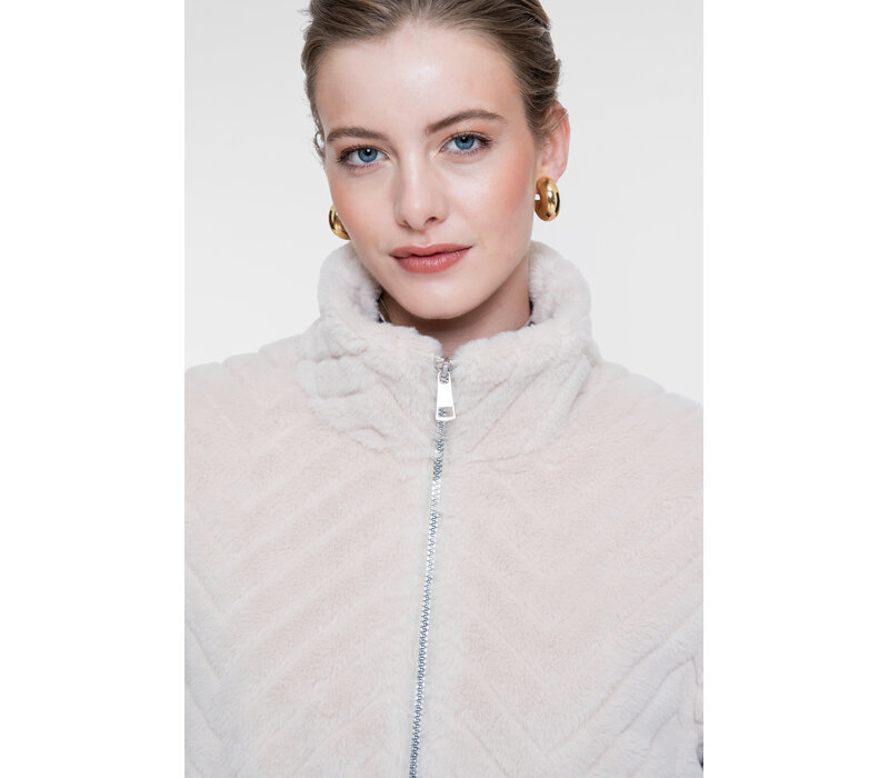 Geisha Jacket Fake Fur Zigzag Off White