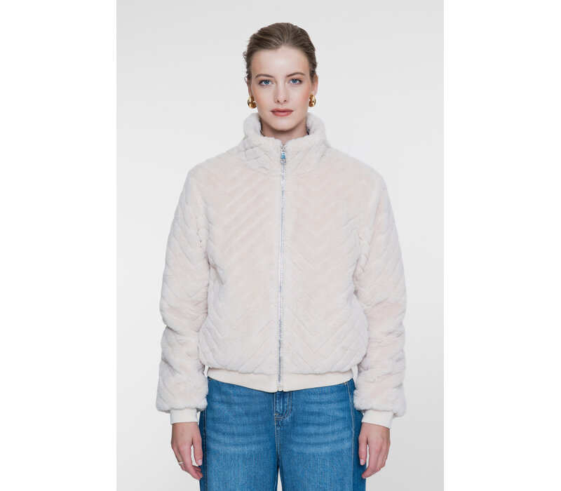 Geisha Jacket Fake Fur Zigzag Off White