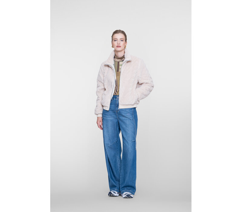 Geisha Jacket Fake Fur Zigzag Off White