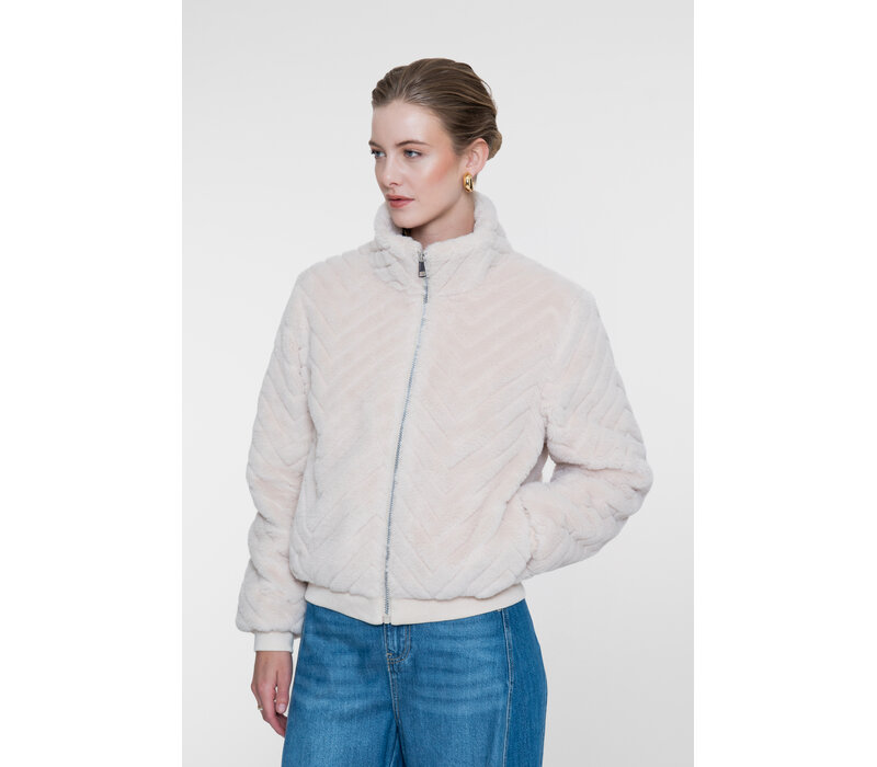 Geisha Jacket Fake Fur Zigzag Off White