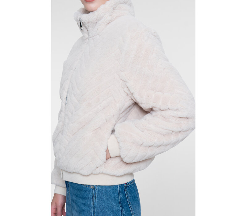 Geisha Jacket Fake Fur Zigzag Off White