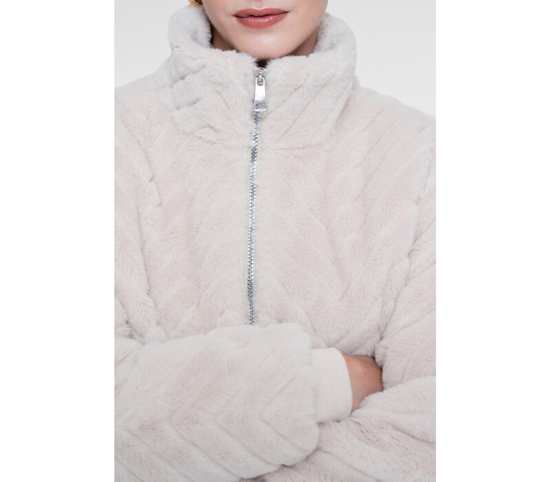 Geisha Jacket Fake Fur Zigzag Off White
