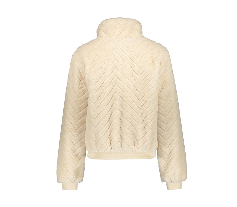 Geisha Jacket Fake Fur Zigzag Off White