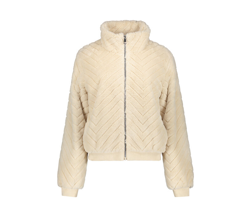 Geisha Jacket Fake Fur Zigzag Off White