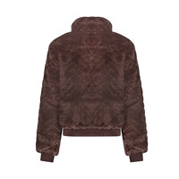 Geisha Jacket Fake Fur Zigzag Dark Brown