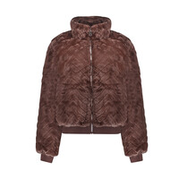 Geisha Jacket Fake Fur Zigzag Dark Brown