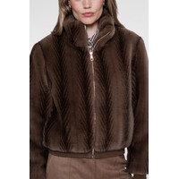 Geisha Jacket Fake Fur Brown