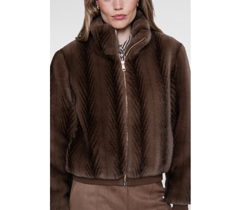 Geisha Jacket Fake Fur Brown