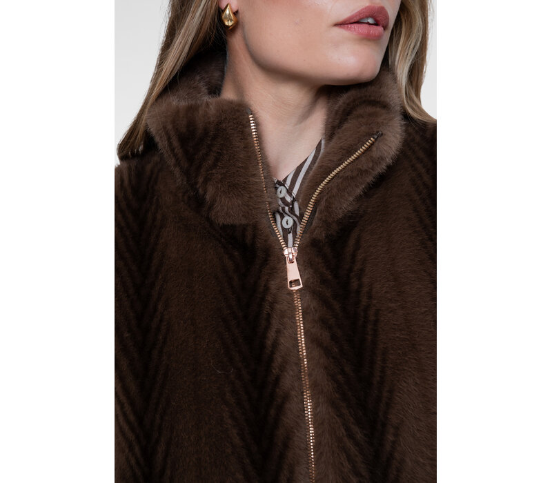 Geisha Jacket Fake Fur Brown