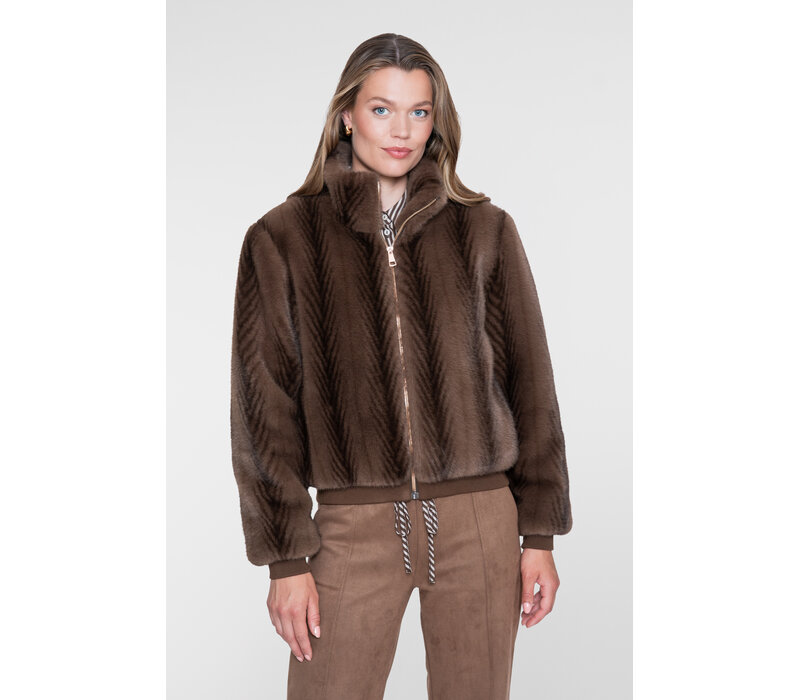 Geisha Jacket Fake Fur Brown