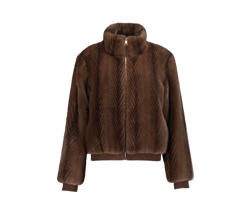 Geisha Jacket Fake Fur Brown