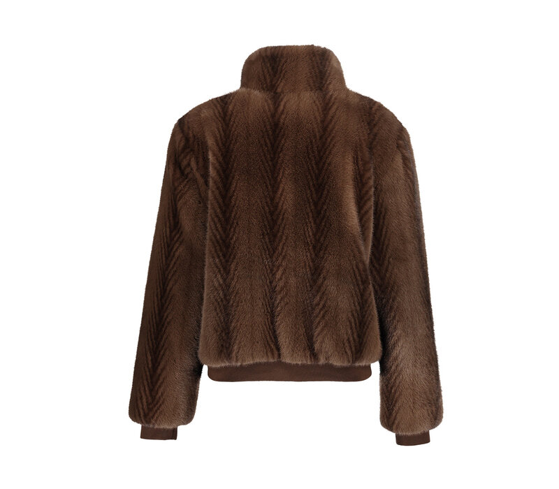 Geisha Jacket Fake Fur Brown