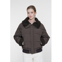 Geisha Jacket Teddy Collar Dark Brown