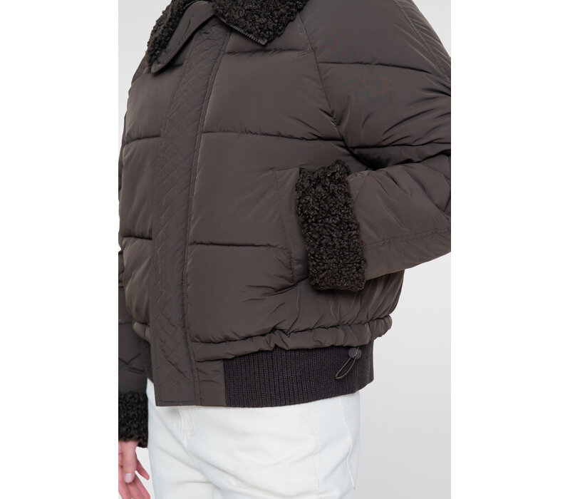 Geisha Jacket Teddy Collar Dark Brown