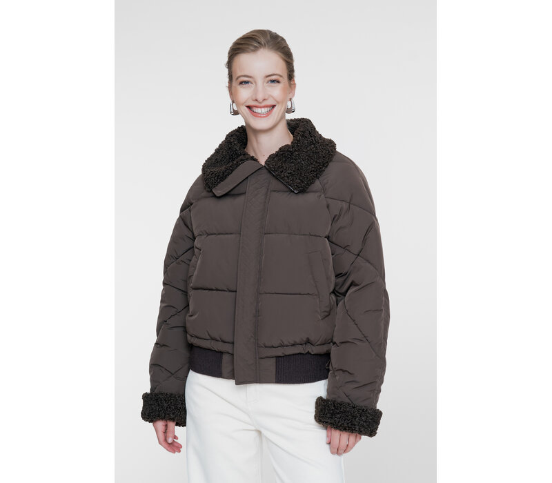 Geisha Jacket Teddy Collar Dark Brown