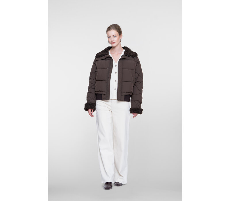 Geisha Jacket Teddy Collar Dark Brown