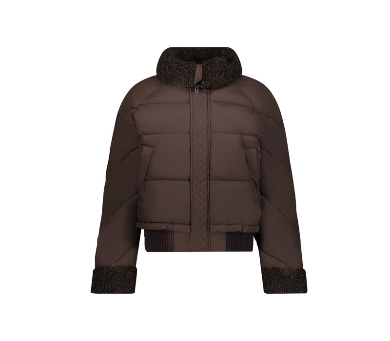Geisha Jacket Teddy Collar Dark Brown