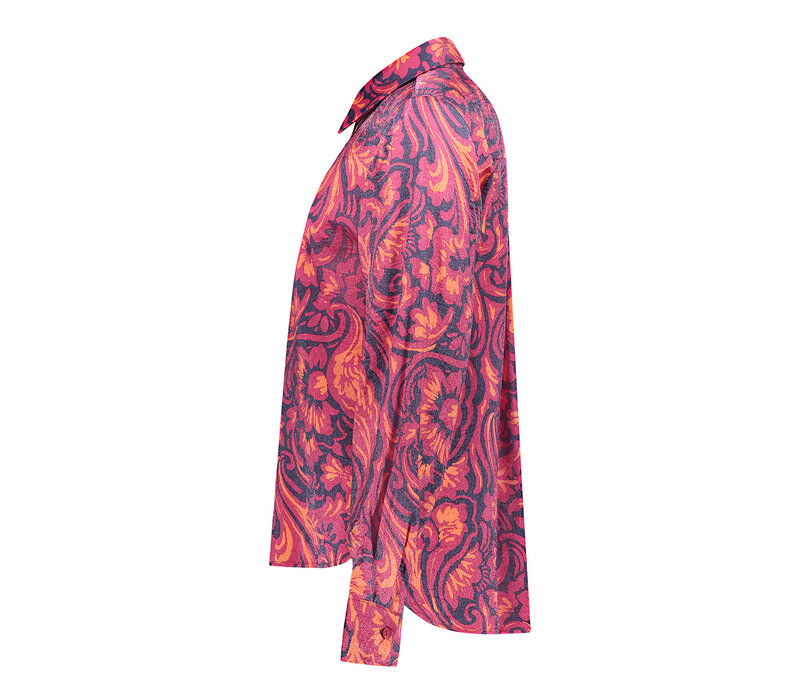 Geisha Blouse Navy Coral