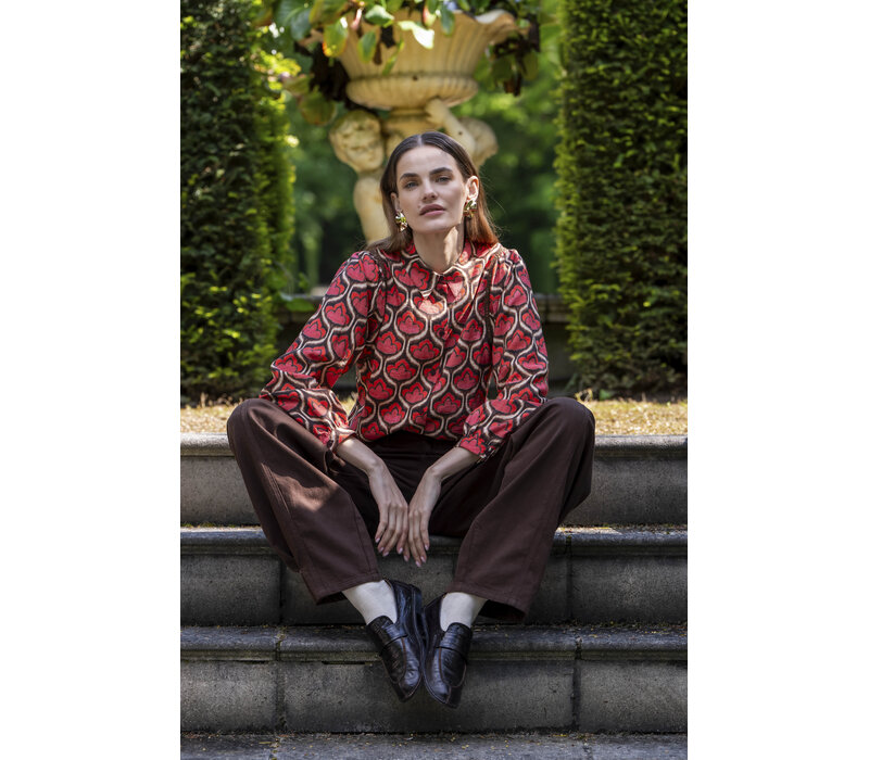 Geisha Blouse Red Brown