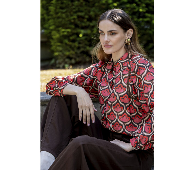 Geisha Blouse Red Brown