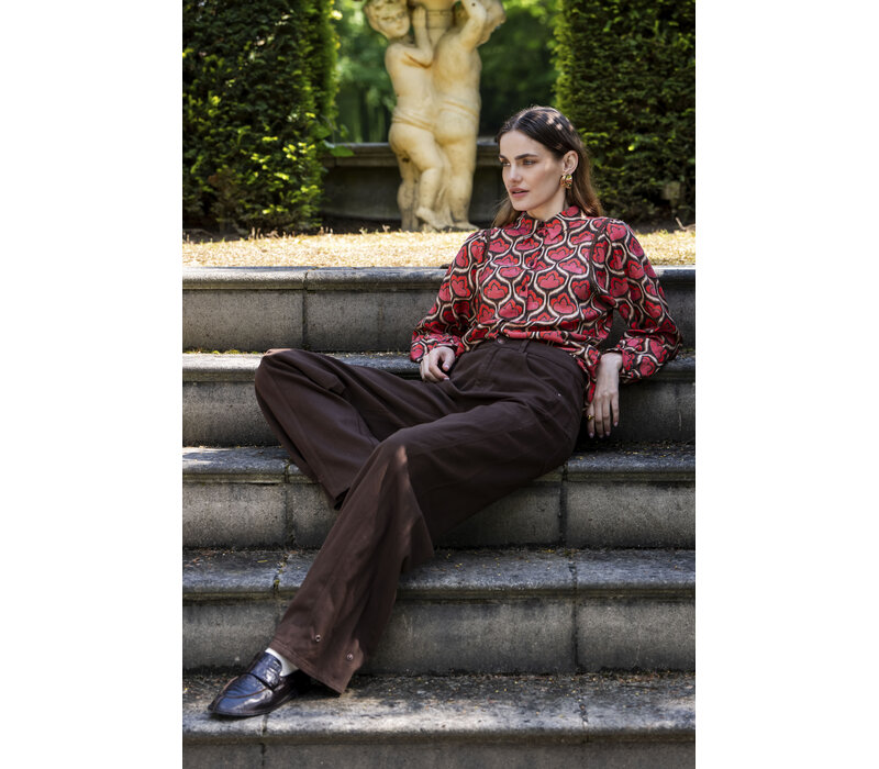 Geisha Blouse Red Brown