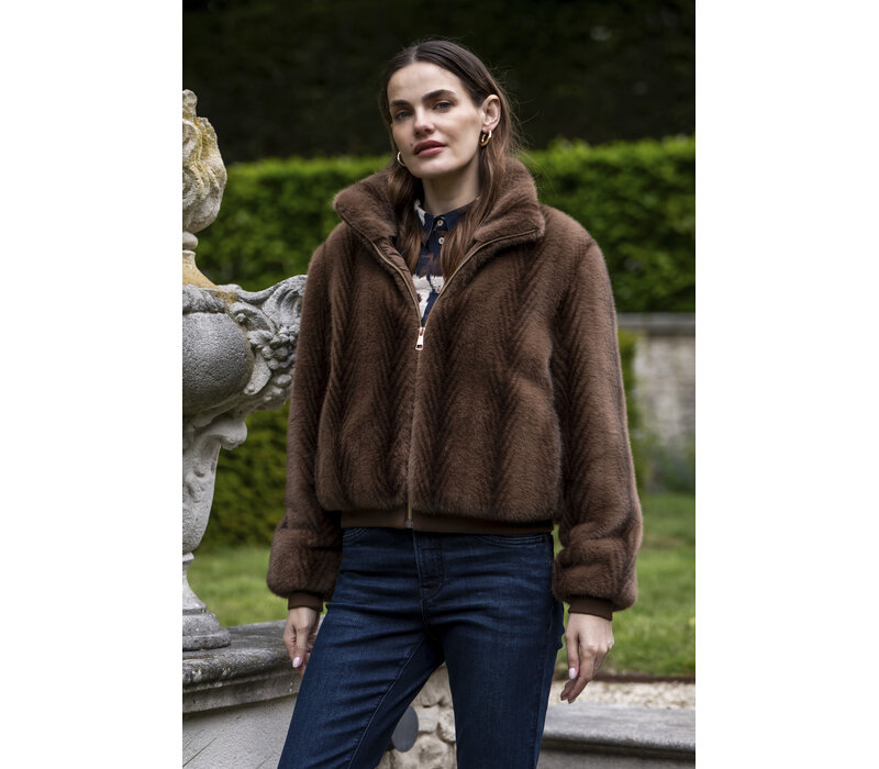 Geisha Jacket Fake Fur Brown