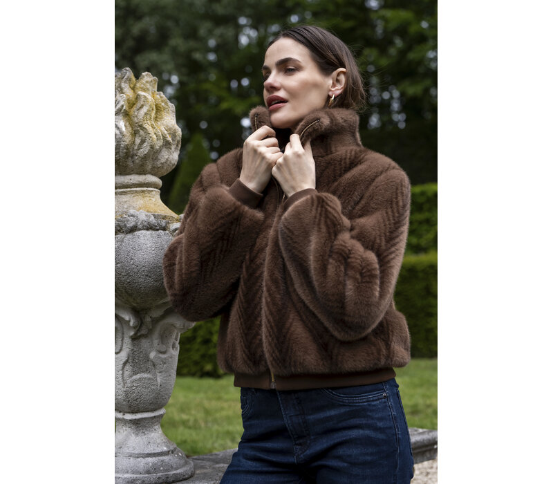 Geisha Jacket Fake Fur Brown