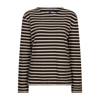 Red Button Terry Stripe Brown Creme