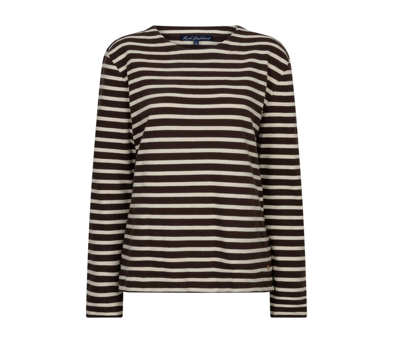 Red Button Terry Stripe Brown Creme