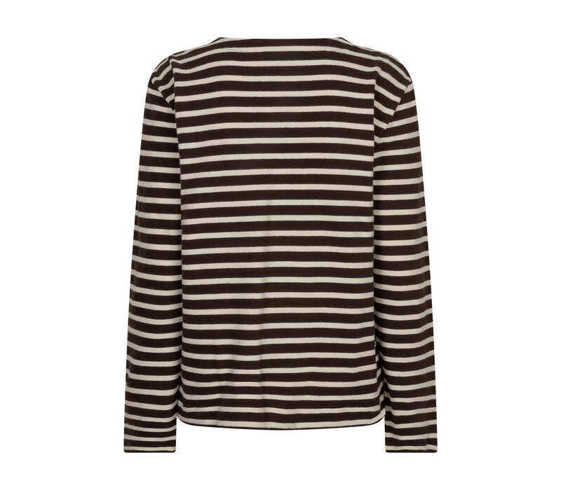 Red Button Terry Stripe Brown Creme