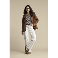 Red Button Terry Stripe Brown Creme