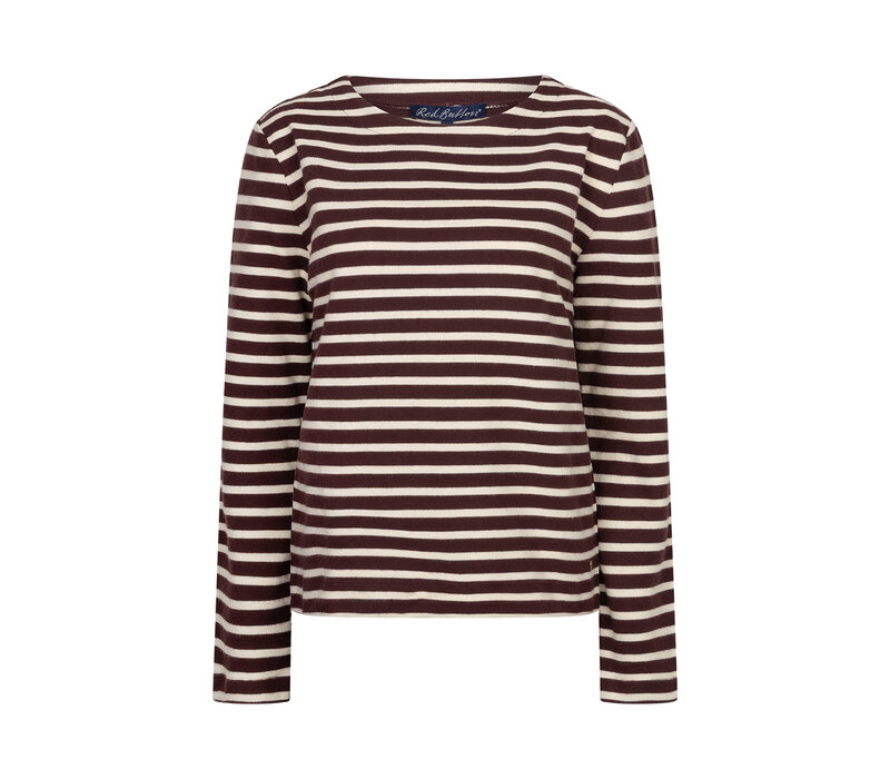Red Button Terry Stripe Burgundy Cream