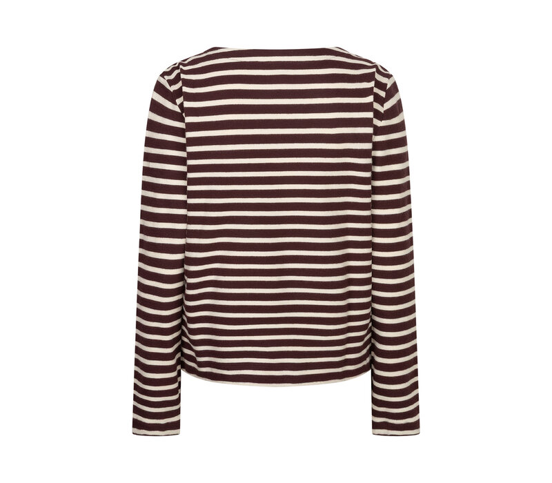 Red Button Terry Stripe Burgundy Cream