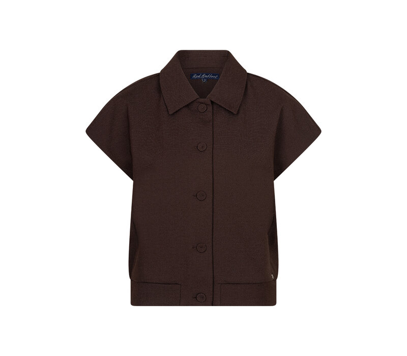 Red Button Bomber Sleeveless Fancy Punta Espresso