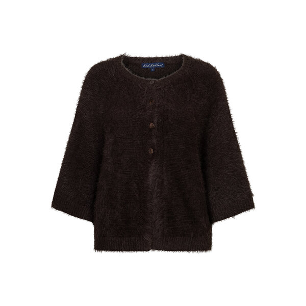 Red Button Cardigan Fuzzy Poncho 